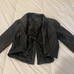 Leather cropped jacket